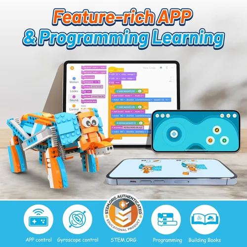 Vista 4 de Apitor Robot S Robot Kit de construcción de robot S, aplicación programable 10 en 1, kit de codificación de robot RC/robótica de automóvil