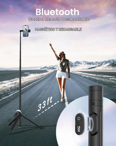 Vista 7 de KraftGeek Trípode Automático para iPhone, Palo Selfie Trípode para Teléfono de 66", Soporte de Trípode con Control Remoto para Grabación de Video
