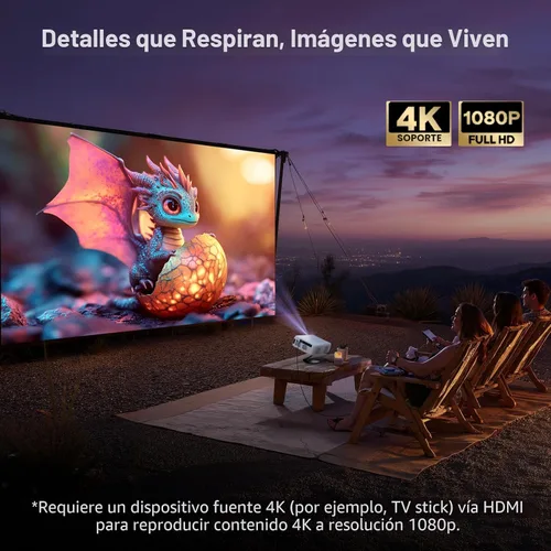 Vista 5 de Aurzen EAZZE - Proyector inteligente compatible con Google TV D1G 4K con WiFi y Bluetooth, enfoque automático y Keystone, Dolby Audio, Zoom