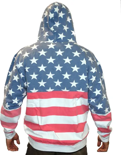 Vista 2 de Licencia Mart Sudadera con capucha unisex con cremallera y bandera estadounidense