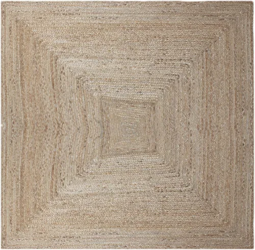 Vista 17 de Chindi - Alfombra cuadrada de yute de algodón de 3 pies, diseño beige y multicolor, patrón geométrico trenzado a mano de yute para interiores