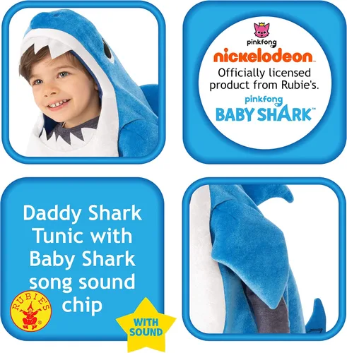 Vista 3 de Rubies Disfraz de tiburón de papá para niños con chip de sonido Multi