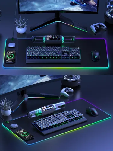 Vista 8 de TopMade Alfombrilla de Mouse de Carga Inalámbrica, Alfombrilla de Mouse para Juegos RGB, Alfombrilla de Escritorio para Oficina en Casa, 31.5" x RGB