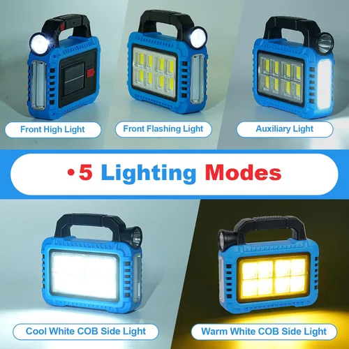 Vista 3 de TANSOREN Linterna de camping accesorios esenciales para engranajes de luces solares, linterna LED para cortes de energía, luces recargables