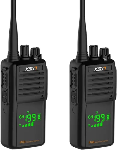 Vista 8 de Radio marina VHF bidireccional de mano IP68, pantalla LED impermeable, canales marinos internacionales, 136-174 MHz 8000 mAh, batería KSUN P85