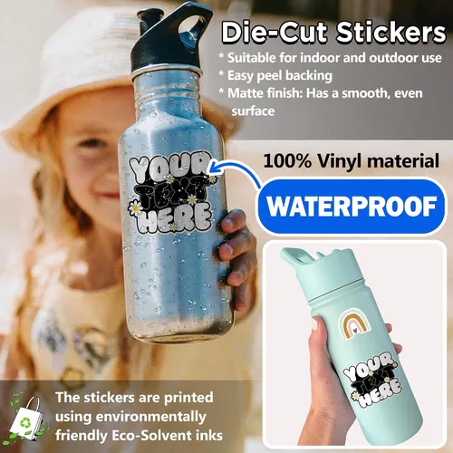 Vista 4 de Adhesivo retro personalizado con nombre y texto floral, calcomanías de texto personalizadas, divertidas para hombres, padre, papá, sombrero duro