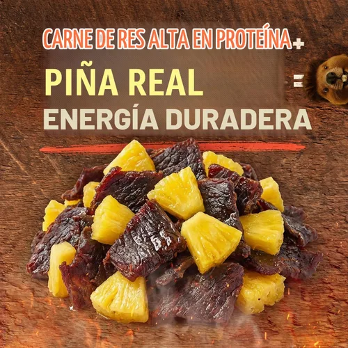 Vista 3 de Tender Beef Jerky Snacks Pack con fruta real, teriyaki y piña, 4 onzas