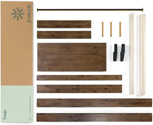 Vista 7 de Zinus Tonja - Marco de cama de plataforma de madera con cabecero, base de colchón con soporte de listones de madera, no necesita somier, fácil