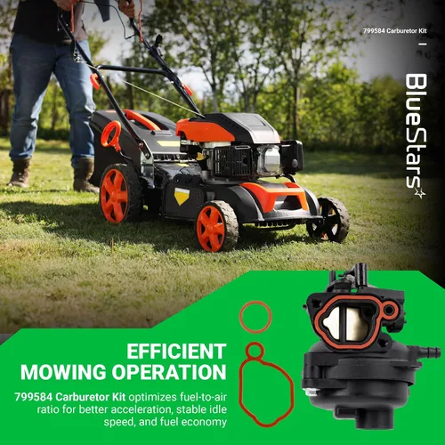Vista 2 de BlueStars 799584 592361 Carburador - Compatible con motores de 140cc Husqvarna LC121P Troy-Bilt TB110 TB200 B110 cortacésped - Reemplaza 594058