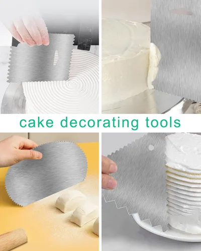 Vista 4 de Nuevo 6pcs Cake Scraper 430 inoxidable Decoración Peine y glaseado más suave