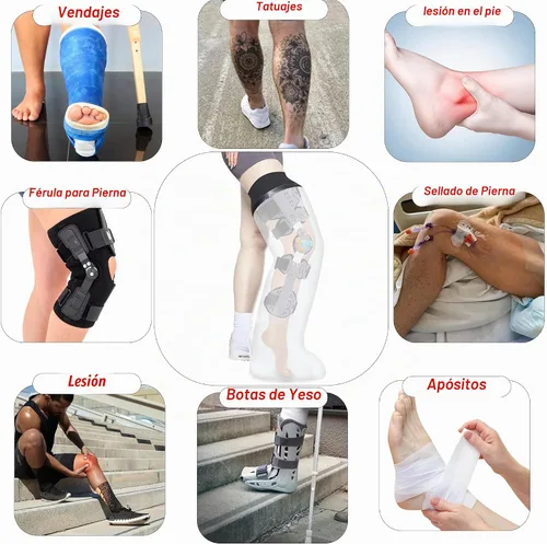 Vista 6 de Protector de pierna fundido para adultos, vendaje de ducha de poliuretano termoplástico impermeable y cubierta fundida, protector de ducha de pierna