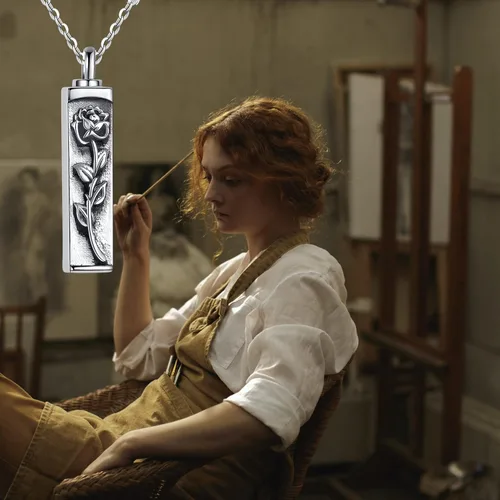 Vista 6 de Collar con colgante de urna de cremación de árbol de la vida celta para mujer, plata de ley US1