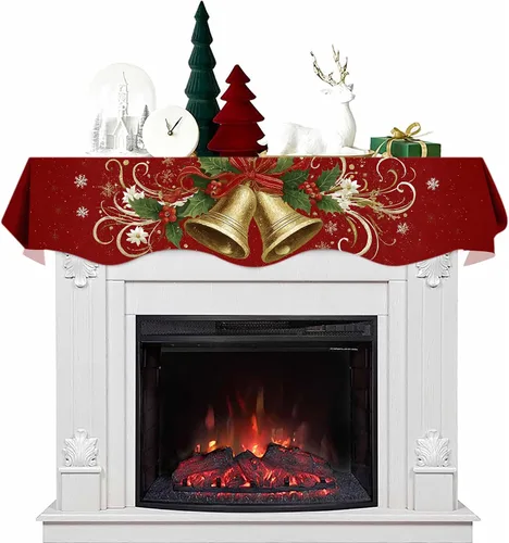 Vista 15 de NYZE Bufanda para Repisa de Chimenea Navideña 60 x 17 Pulgadas Cubierta Decorativa para Repisa de Chimenea de Navidad Camino de Mesa para Repisa
