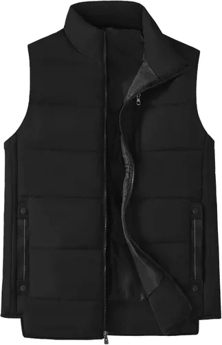 Vista 31 de XinYangNi Chaleco de invierno con forro polar para hombre, chaqueta de burbujas cálida e informal