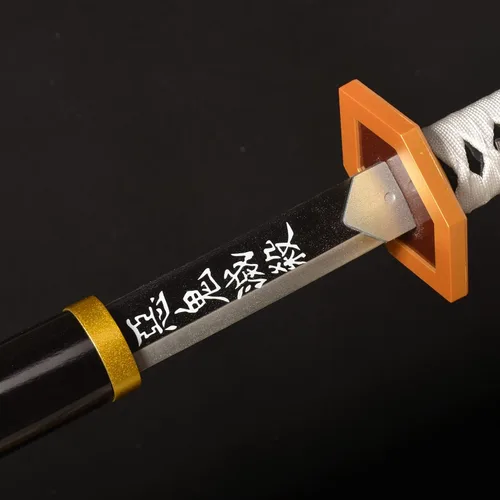 Vista 3 de Sword fort - Katana de acero al carbono de metal real, espada Katana de RengokuTanjiroInosuke de anime Demon Slayer, alrededor de 41 pulgadas