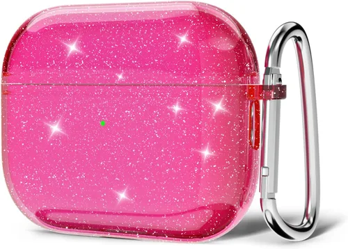 Vista 19 de Svanove Funda para Airpods Transparente con Purpurina, Funda Brillante y Bonita para Airpods de 1ª y 2ª Generación con Llavero, Carcasa Rígida
