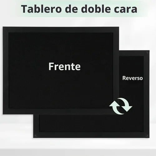 Vista 4 de DOLLAR BOSS - Tablero de corcho negro con lino de doble cara de 16 x 12 pulgadas, para paredes, marco de madera, para colgar, tablero de corcho