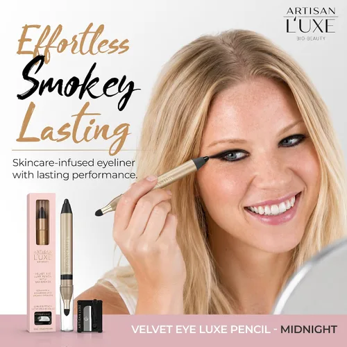 Vista 2 de Artisan L'uxe Beauty Lápiz delineador de ojos jumbo de terciopelo Smokey Eyes en 3 minutos a prueba de agua, manchas y de larga duración con aceites