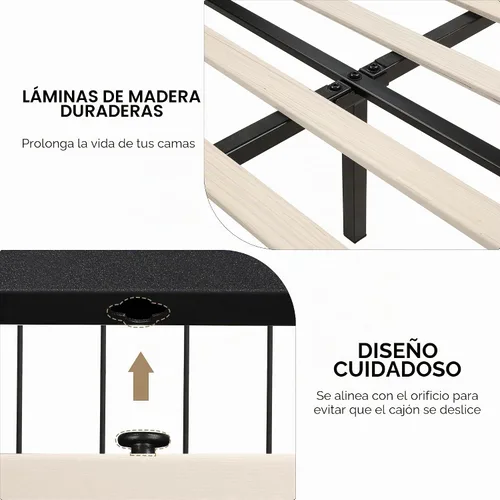 Vista 7 de Keyluv - Base de cama tapizada moderna con 4 cajones, diseño de cabecera con botones, soporte de listones de madera maciza, fácil montaje, tela