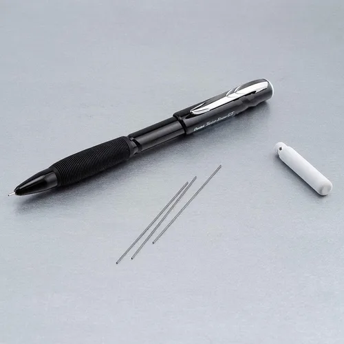 Vista 7 de Pentel Twist-Erase GT, 0.020 in, Portaminas Transparente Barril Negro, Caja de 12 (QE205A)