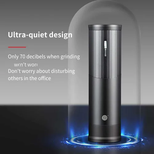 Vista 3 de Molinillos de café eléctricos, molinillo de rebabas portátil, capacidad de 1.76 oz con cubierta magnética, ajuste ajustable externo, cuerpo