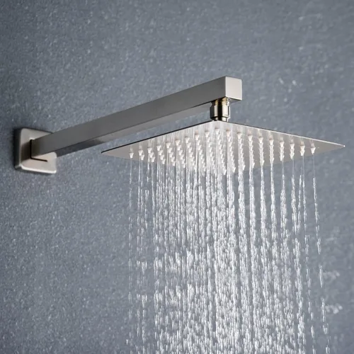 Vista 4 de SUMERAIN Sistema de ducha de lluvia de níquel cepillado con ducha de mano, sistema de cabezal de ducha de equilibrio de presión con válvula áspera