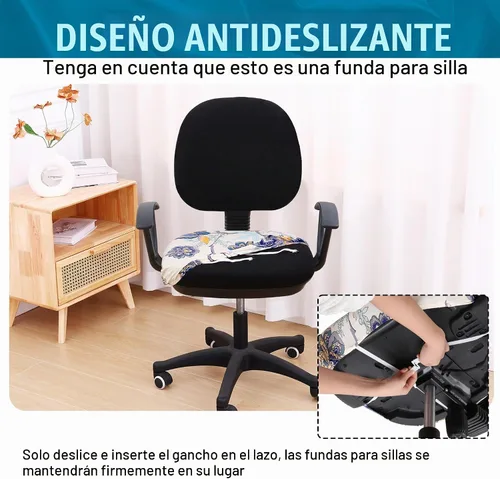 Vista 3 de Smiry Fundas de asiento impresas para silla de computadora de oficina, ajuste elástico, universal para silla giratoria de escritorio, lavables, Beige