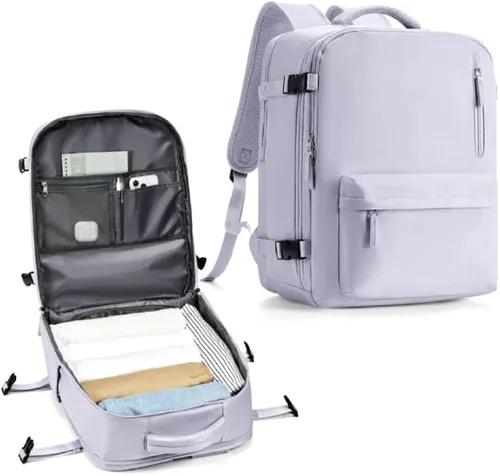 Vista 44 de WONHOX - Mochila grande, aprobada para vuelo, unisex, para viajes, trabajo, negocios o laptop, a1-Negro, Medium