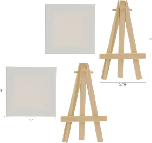 Vista 6 de Paquete de fiesta mini lienzos con caballete, 4 piezas, para artistas principiantes, ideal para bellas artes, manualidades, decoración del hogar