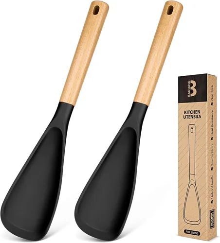 Vista 13 de Cuchara de cocina para utensilios de cocina antiadherentes, ideal para cocinar y servir silicona mate resistente sin BPA, cuchara con mango