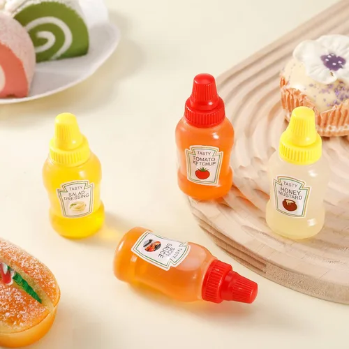 Vista 3 de Jspupifip Mini botellas de salsa de tomate con tapa de rosca resistente, mini botellas exprimibles de condimentos portátiles de salsa de miel
