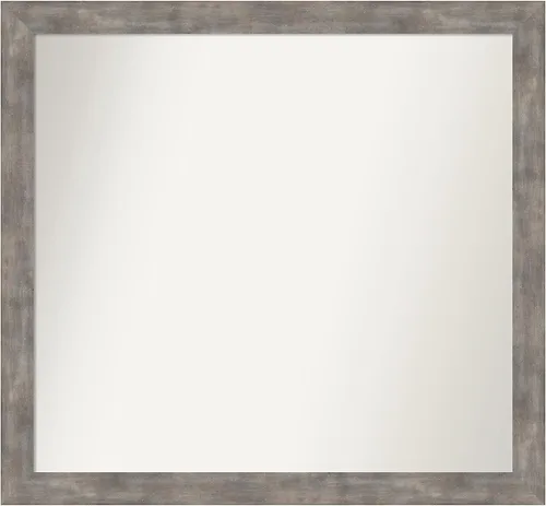 Vista 131 de Amanti Art Silver Bathroom Mirror for Over Sink, 26x45 Custom Made Marred Pewter Rectangle Vanity Mirror, Oversize Casual Wood Frame, Hangs Estaño