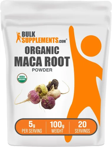 Vista 8 de BulkSupplements. com Polvo de maca orgánica - Polvo de raíz de maca orgánica, suplemento superalimentario, sin gluten, 0.18 oz por porción, 17.64 oz
