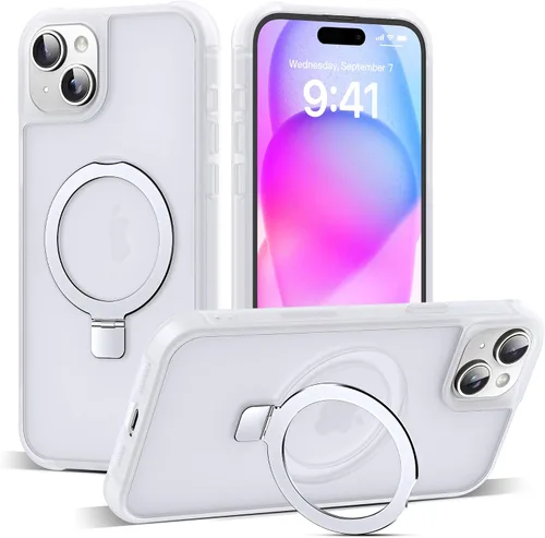 Vista 177 de SKYLMW - Funda compatible con iPhone 11 de 6.1 pulgadas, con soporte magnético invisible tipo anillo, funda translúcida de grado militar, compatible