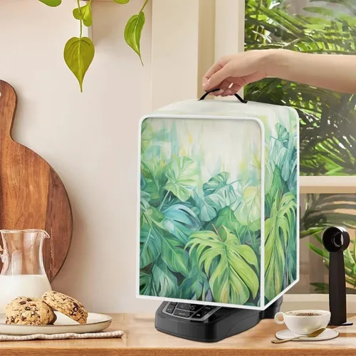 Vista 147 de Funda para cafetera, poliéster, azul, se adapta a la mayoría de máquinas de café estándar, protector resistente al polvo, huellas dactilares Playa