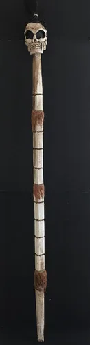 Vista 2 de OMA Bastón de madera hecho a mano con calavera y esqueleto para caminar, decoración del hogar, tamaño XL
