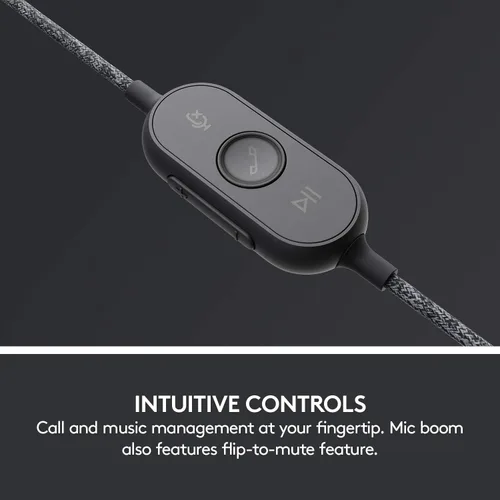 Vista 6 de Logitech Zone - Auriculares con cancelación de ruido con cable, USB-C con adaptador USB-A, grafito, color negro