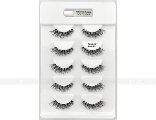 Vista 2 de DESIRES LASHES - Paquete múltiple de pestañas postizas Demi Wispies, 5 pares por kit, lunes 01
