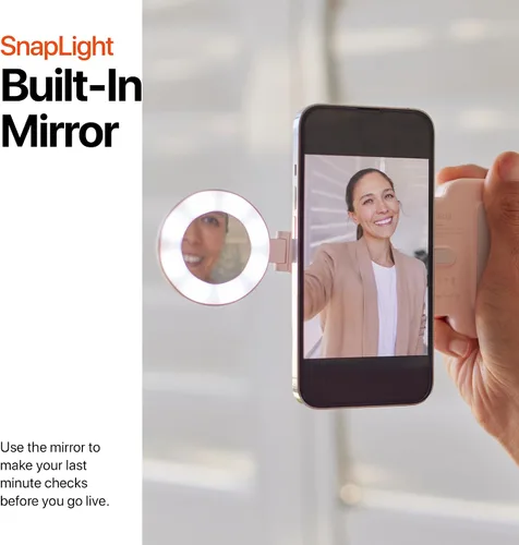 Vista 3 de ShiftCam SnapLight - Anillo de luz LED para selfie con cuatro ajustes de brillo y batería integrada, montaje magnético que se ajusta a cualquier