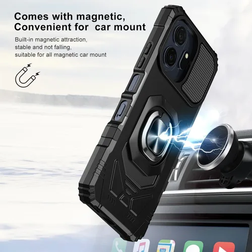 Vista 4 de Funda para TCL Nxtpaper 70 Pro 5G con protector de pantalla y soporte de anillo magnético