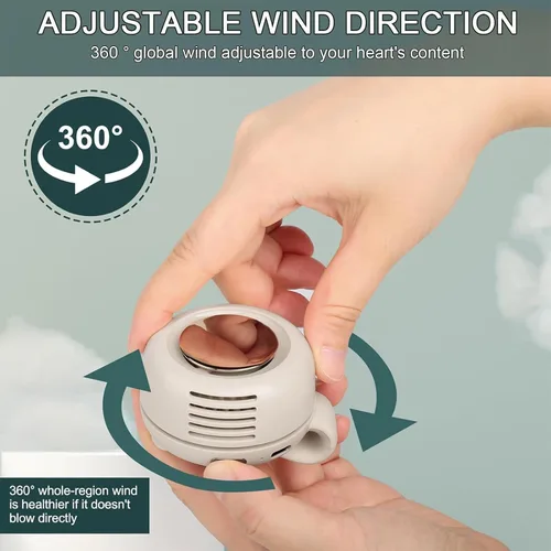 Vista 3 de Portable Clip on Fan, Mini Bladeless Fans for Shirts and Waist, 3-Speed Silent and Adjustable Wind Direction Rechargeable Cooling Fans, Versatile