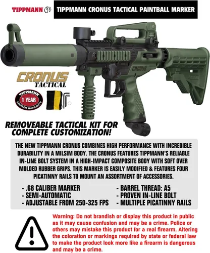 Vista 3 de Maddog Tippmann Cronus - Marcador táctico de bronce para pistola de paintball