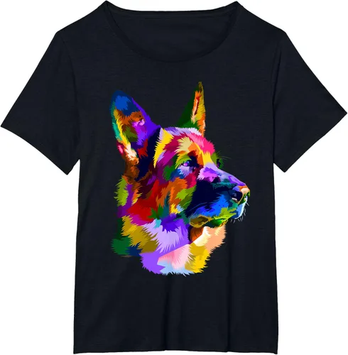 Vista 77 de Camiseta con retrato de pastor alemán para dueños de perros, Negro, S