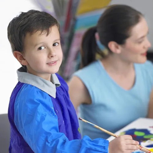 Vista 5 de Kopokita - Delantal impermeable para niños artistas, de manga larga, con 3 bolsillos, para niños pequeños y artistas