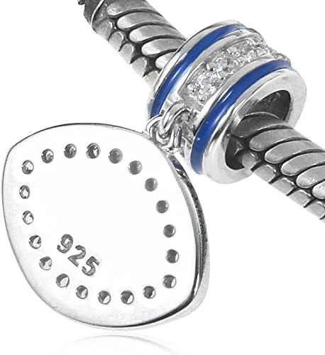 Vista 3 de Abalorio de ojo azul de plata de ley 925 para pulseras de dijes de bricolaje, Plata esterlina