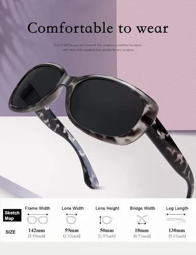 Vista 4 de KALIYADI Gafas de sol cuadradas elegantes para mujer, marco envolvente con protección UV