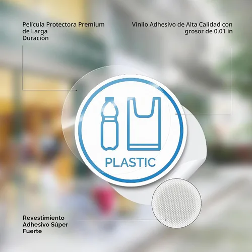 Vista 3 de Paquete de 6 calcomanías de vinilo autoadhesivas de reciclaje de 6 pulgadas, papel, plástico, plástico, metal, basura, logotipos de reciclaje