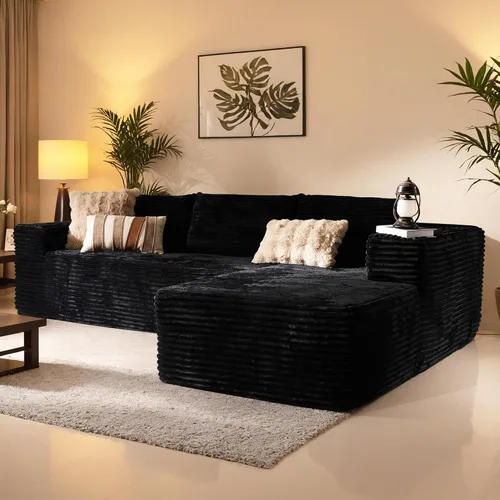 Vista 50 de Sofá modular Cloud de 96 pulgadas con tumbona, asiento profundo en forma de L, moderno sofá cama sin hueso, no requiere montaje, sofás sin hueso
