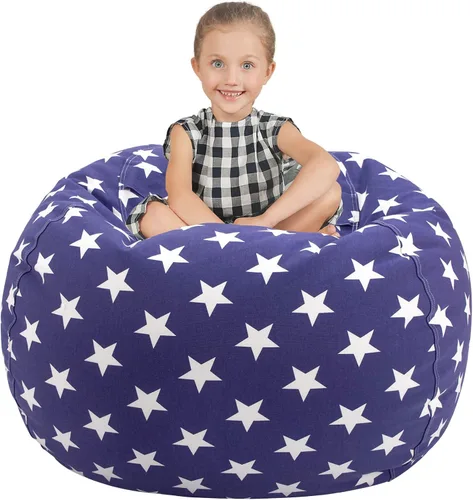 Vista 31 de Aubliss - Silla de almacenamiento para peluches en forma de puf (Estrella Aqua, Mediana (32"))