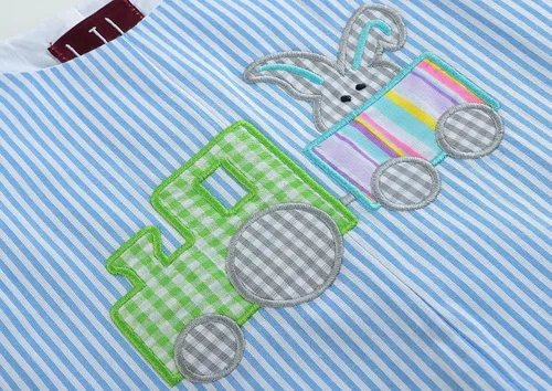 Vista 3 de Lil cactus Mono corto con apliques de conejo de Pascua para niños y bebés